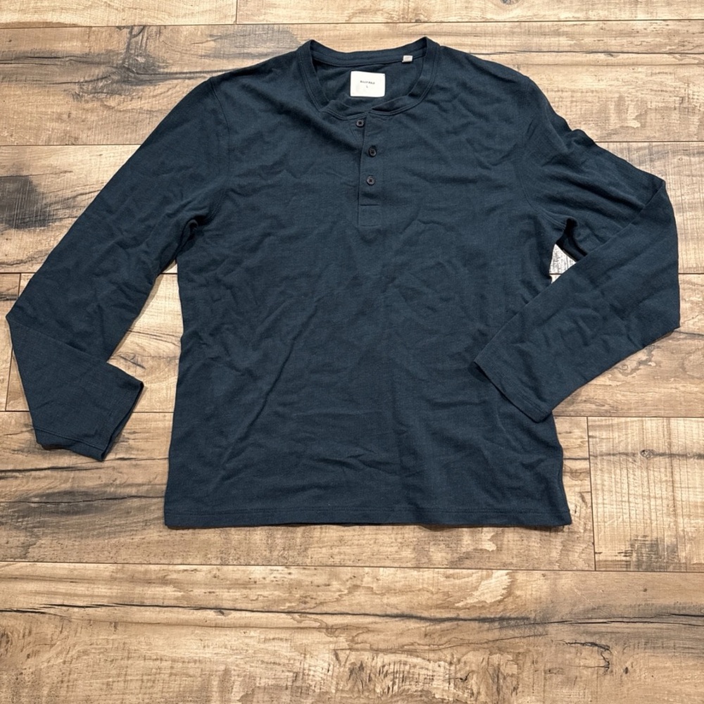 Billy Reid Men's Navy Blue Henley Shirt